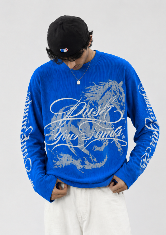 Blue Long-Sleeve Waffle
